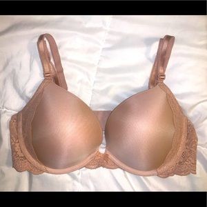 EUC VS Dream Angels Push Up Bra Beige Nude Tan Lace 36C 34D